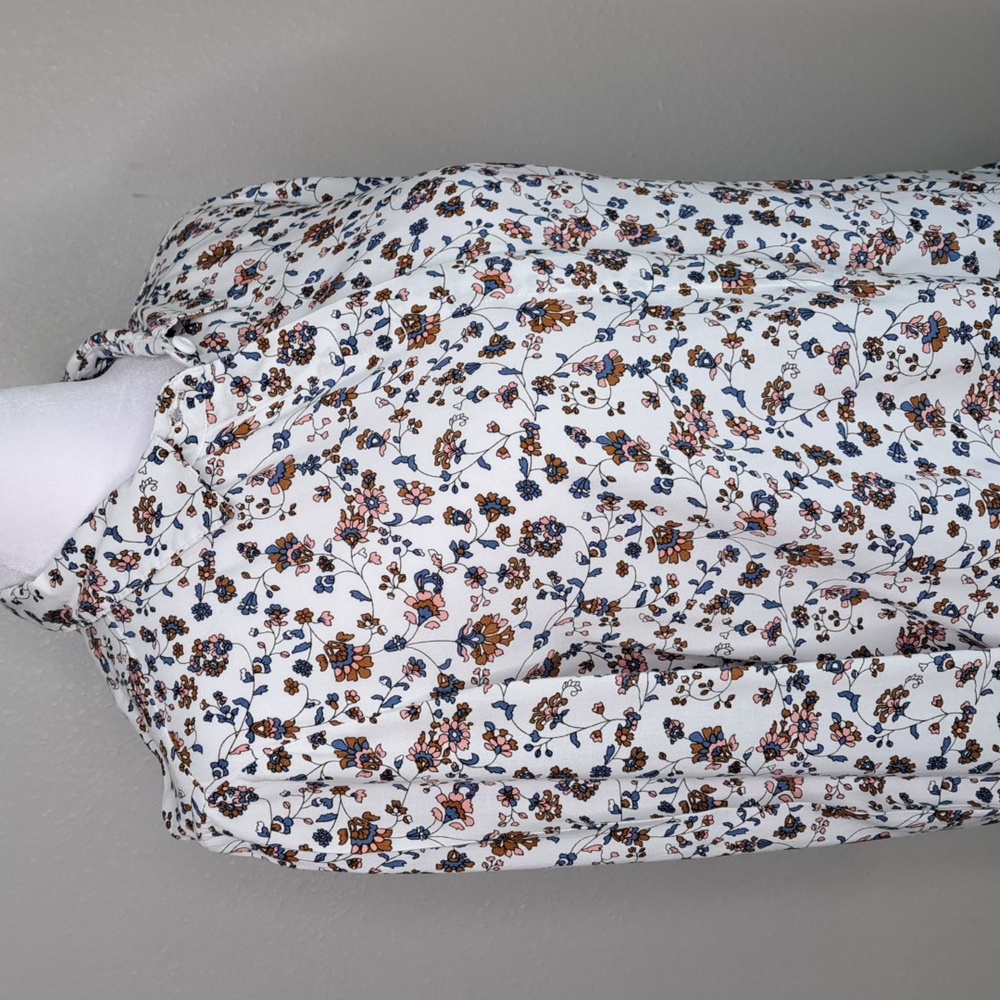 Alexander Jordan Womens Button Down Shirt Long Slv Medium Navy Pink Floral